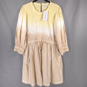 NWT APIECE APART ALDEA Smocked ORGANIC COTTON Ombre Dip Dye Mini Dress MEDIUM
